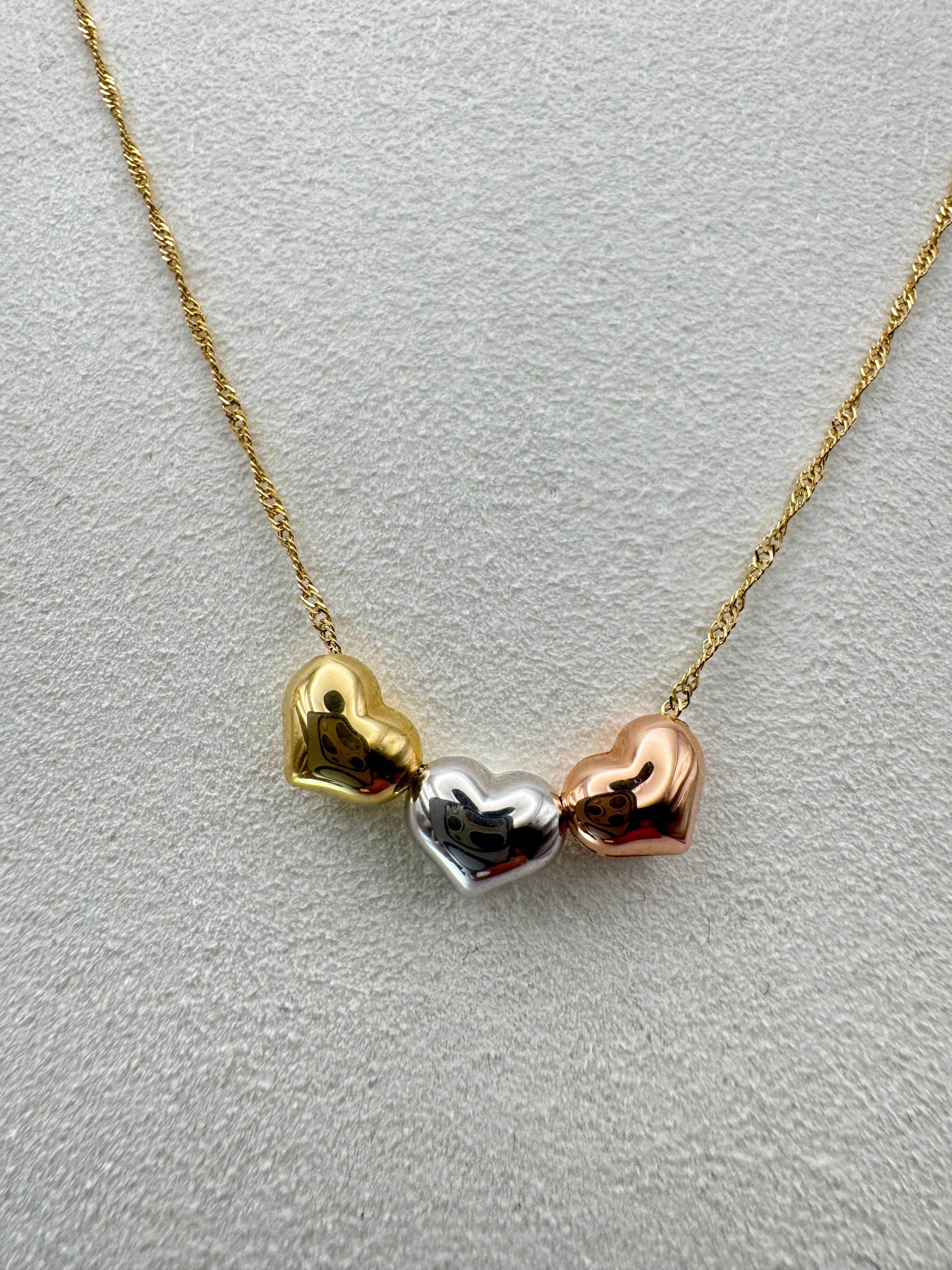 Three-Color Heart Chain 18k