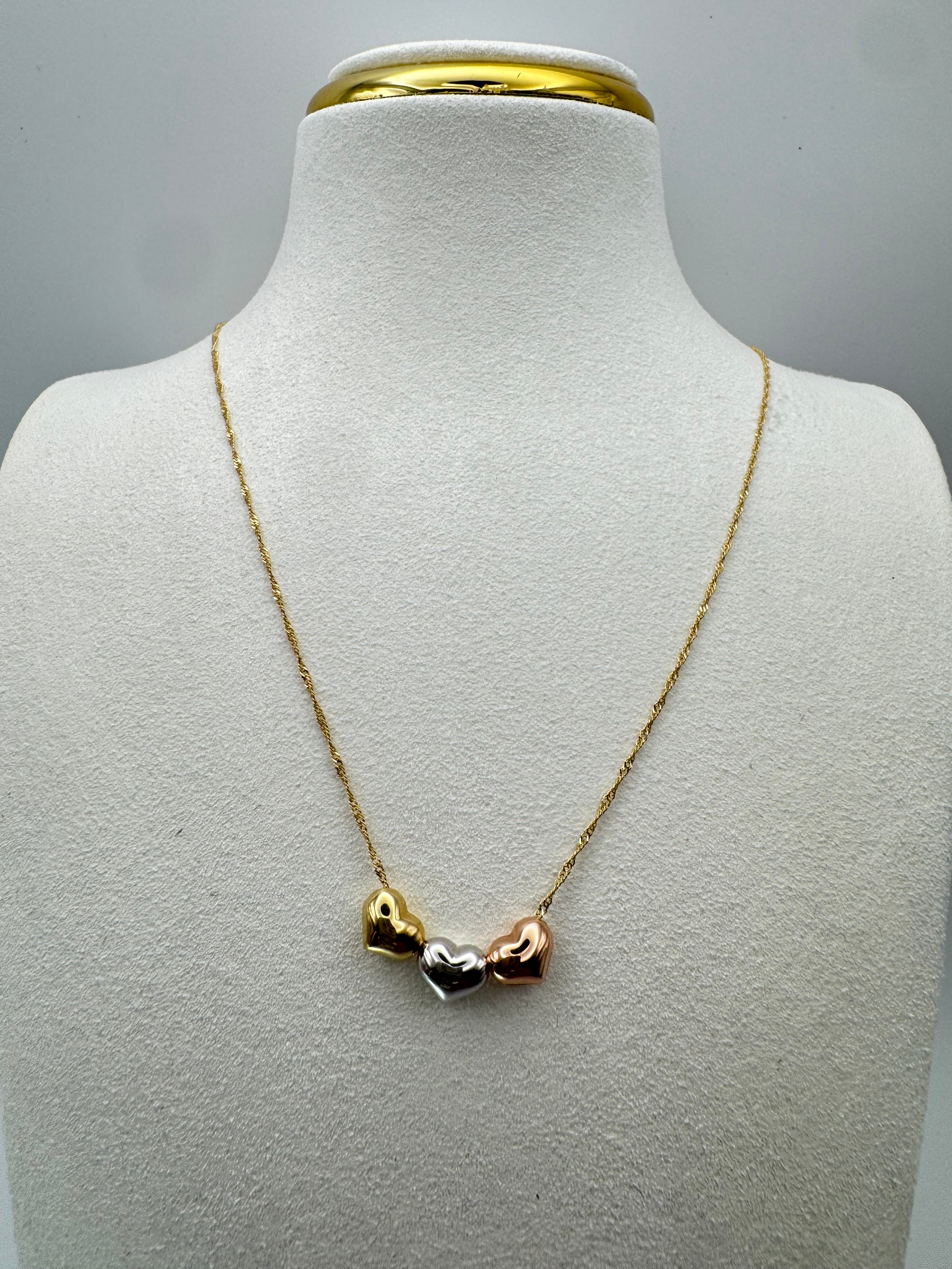 Three-Color Heart Chain 18k