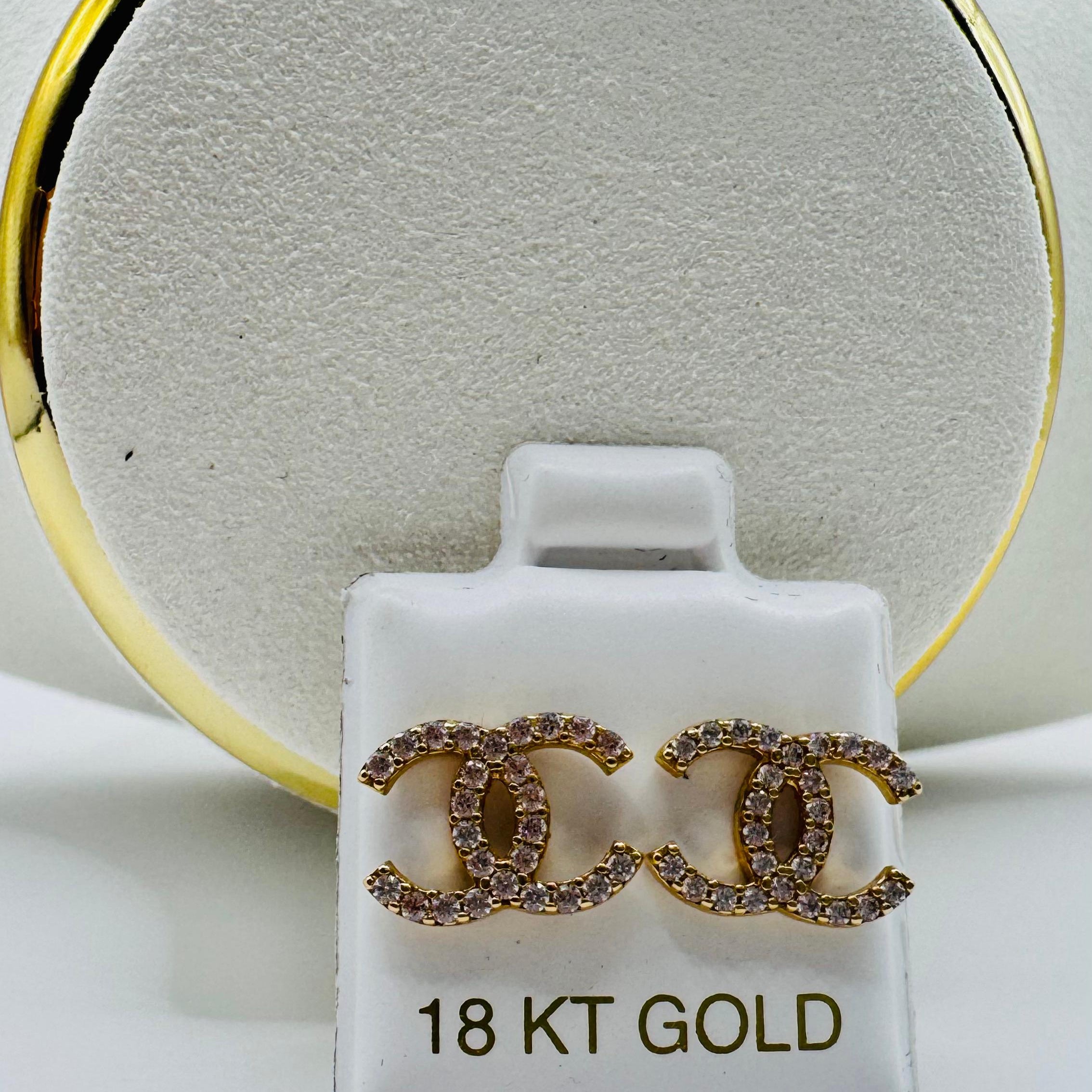 Cubic Zirconia Hoop Earrings 18k