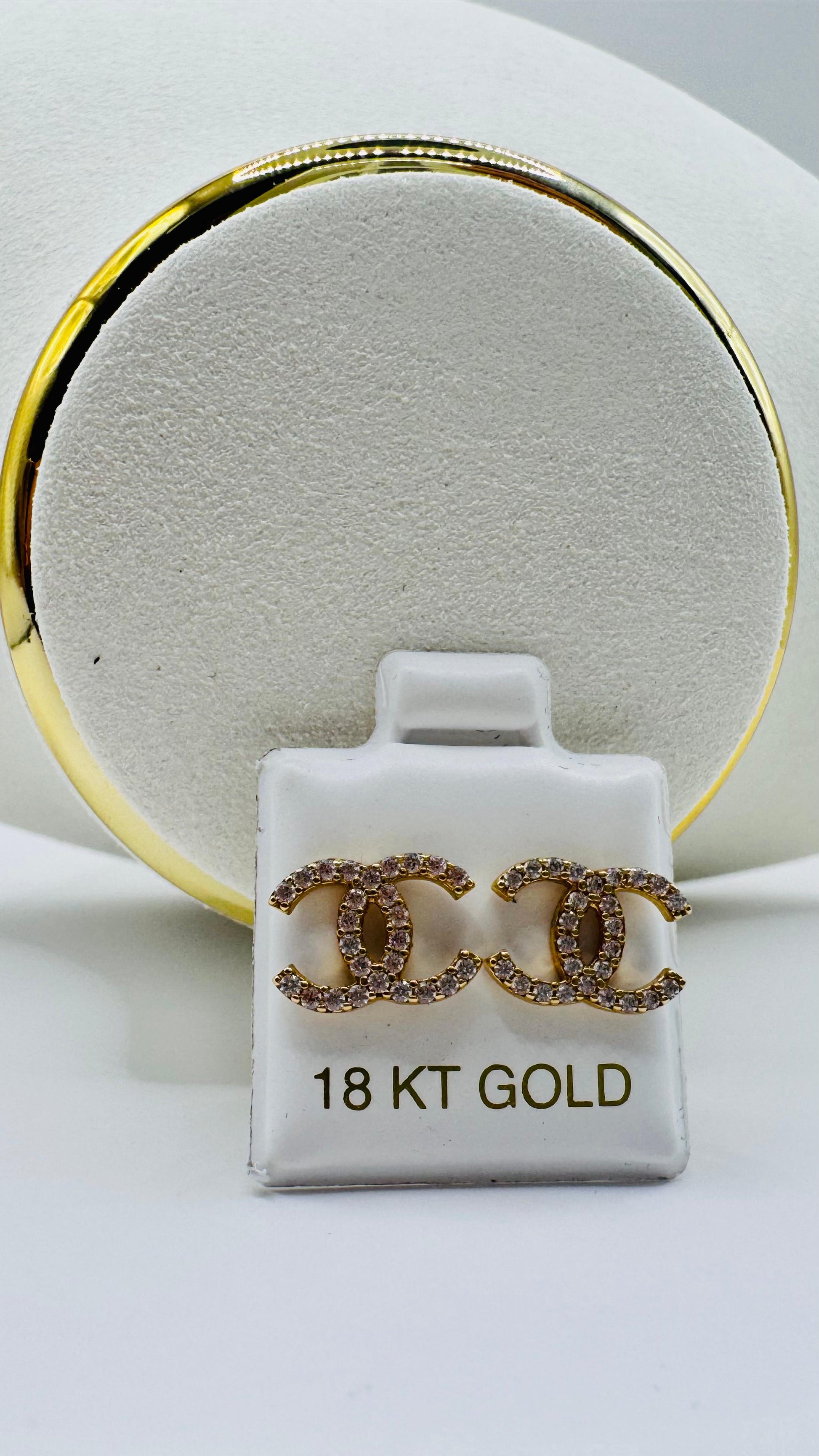 Cubic Zirconia Hoop Earrings 18k