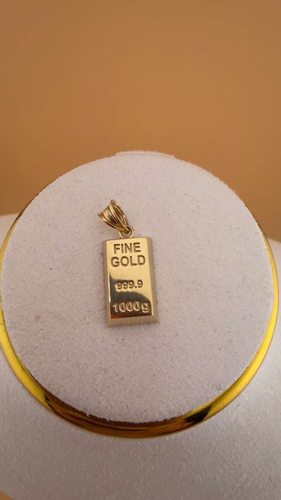 Gold ingot Pendant 18k.