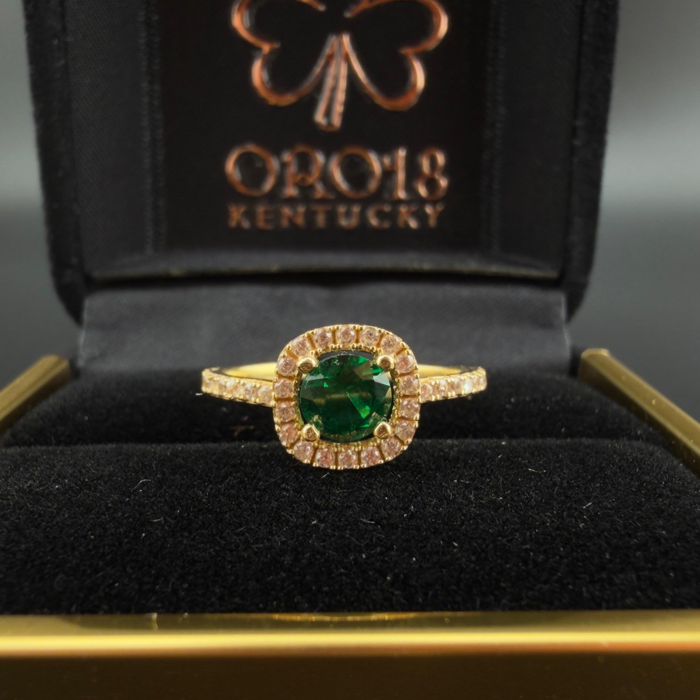 Green Halo Ring 18k, 5,6,7