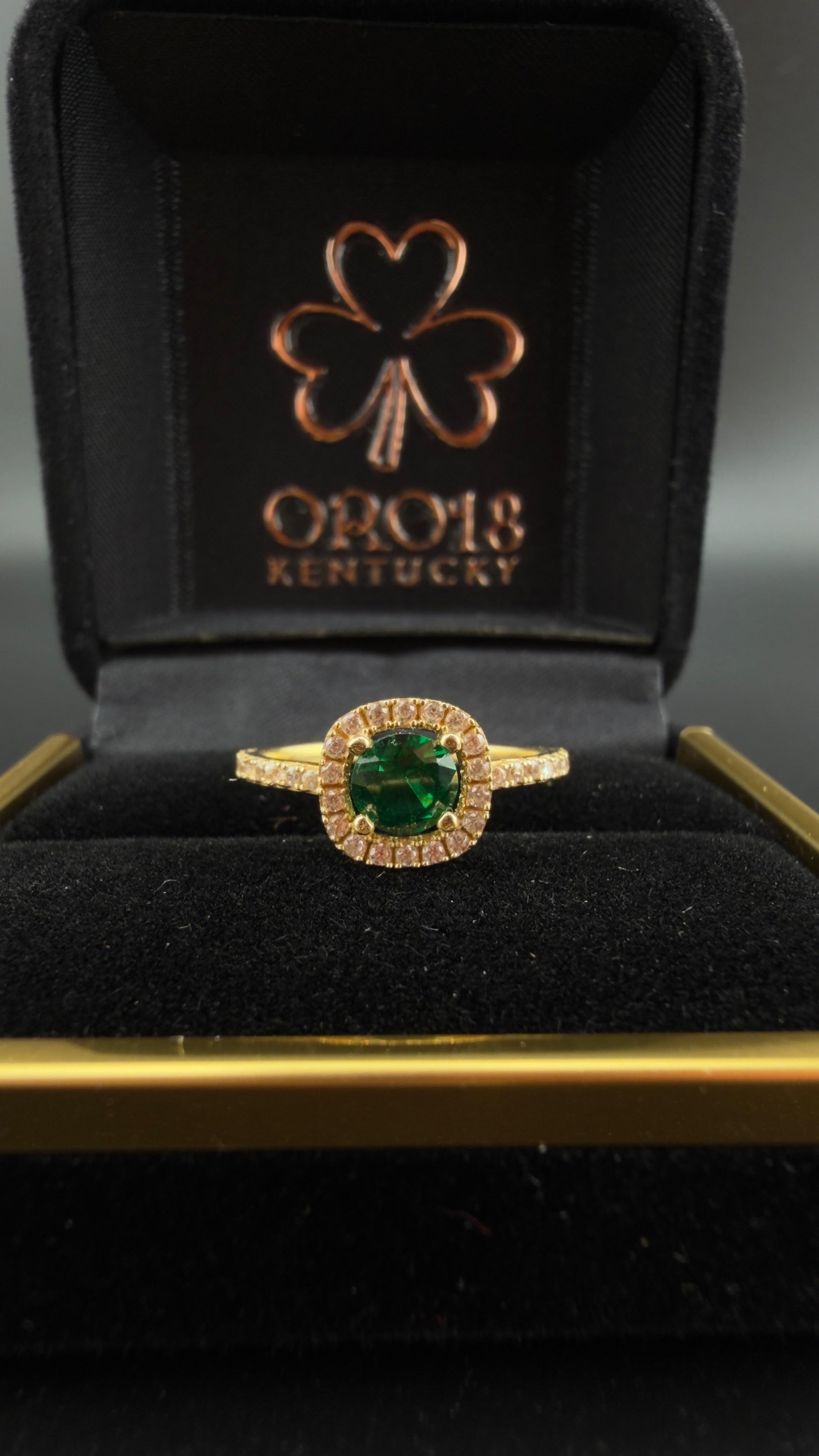 Green Halo Ring 18k, 5,6,7