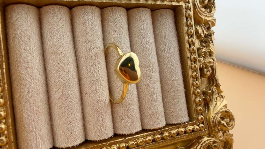 Gold Heart Ring 18k, #7.