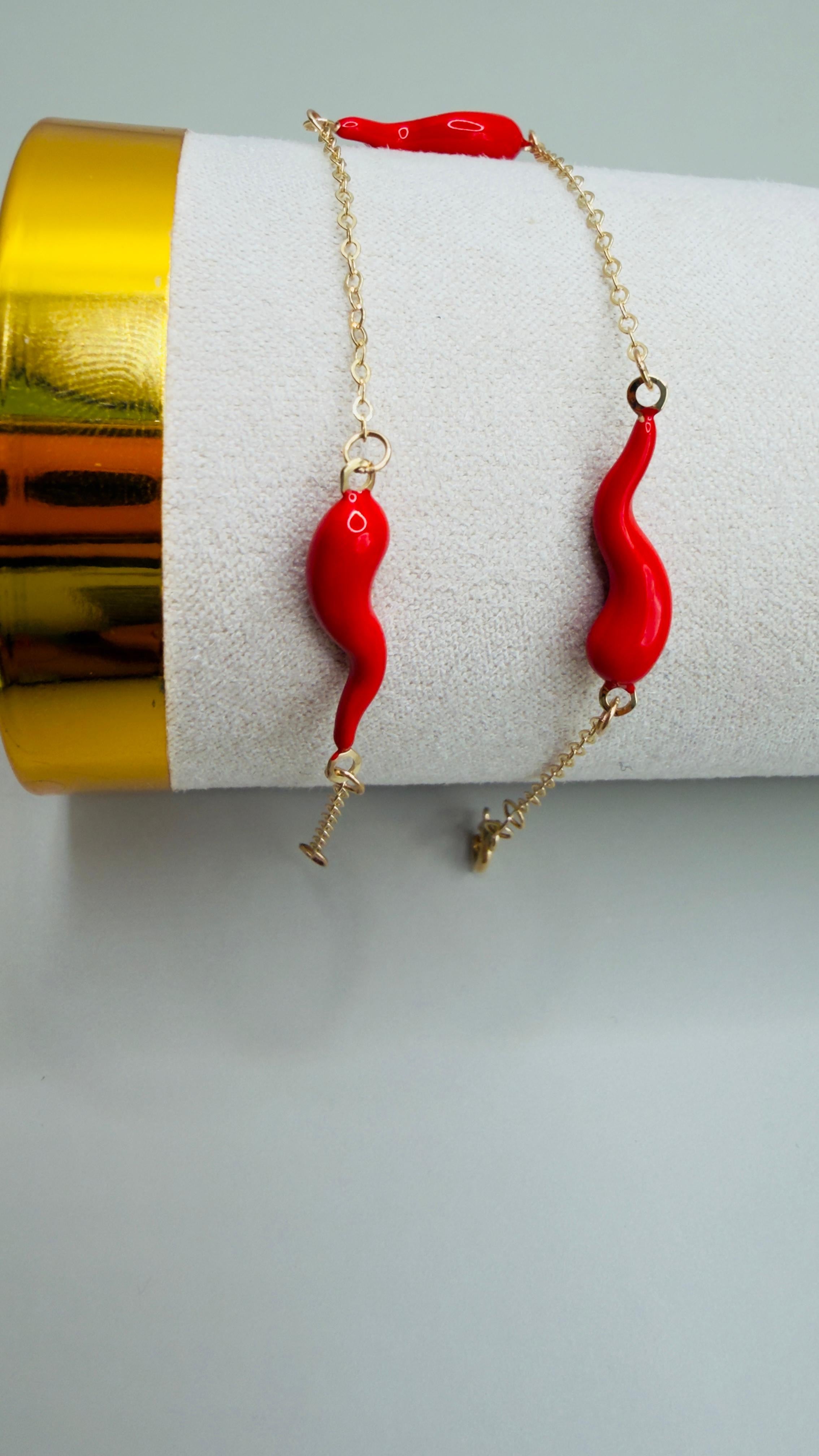 Cornicello Red Bracelet 18k