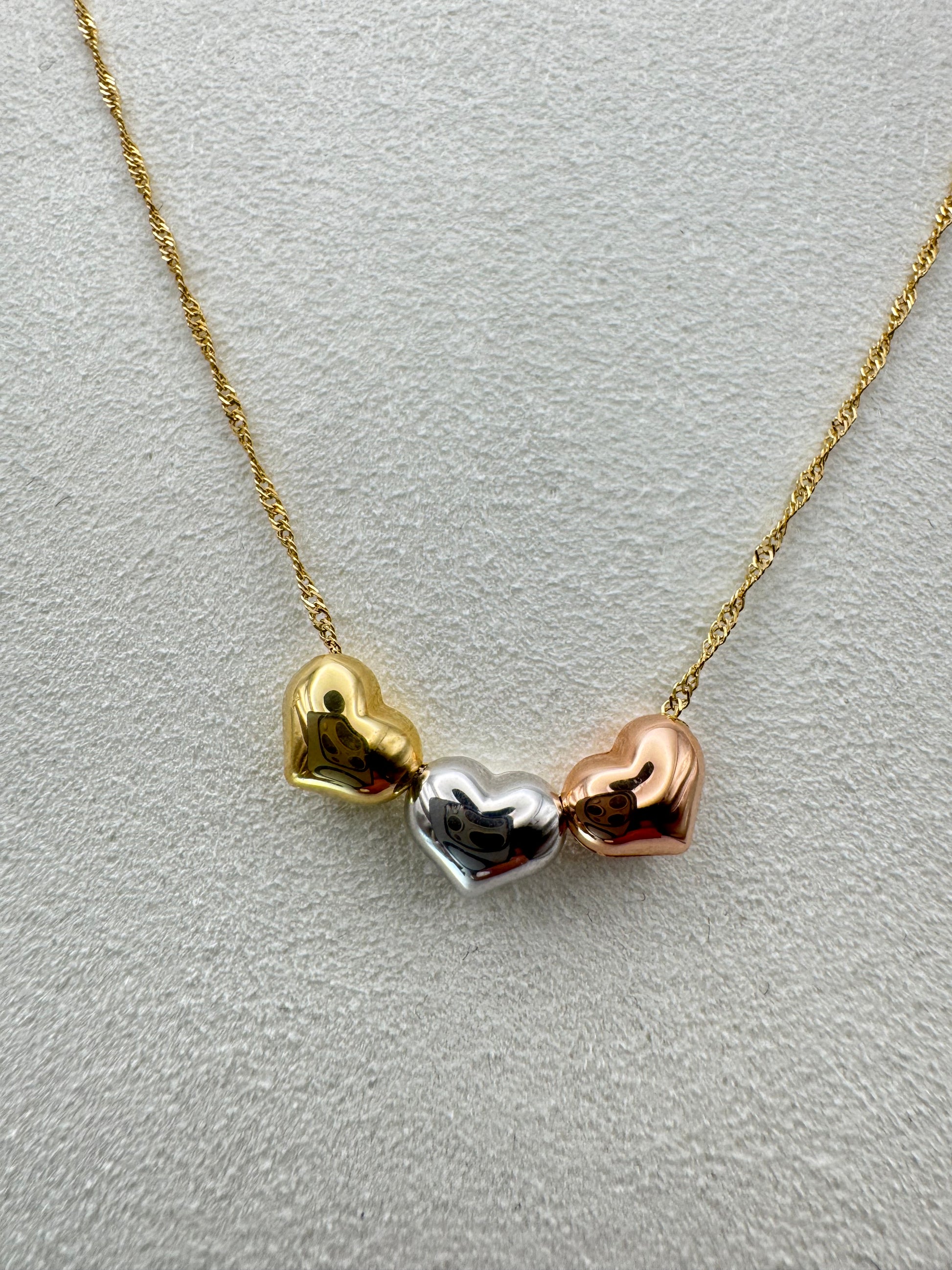 Three-Color Heart Chain 18k