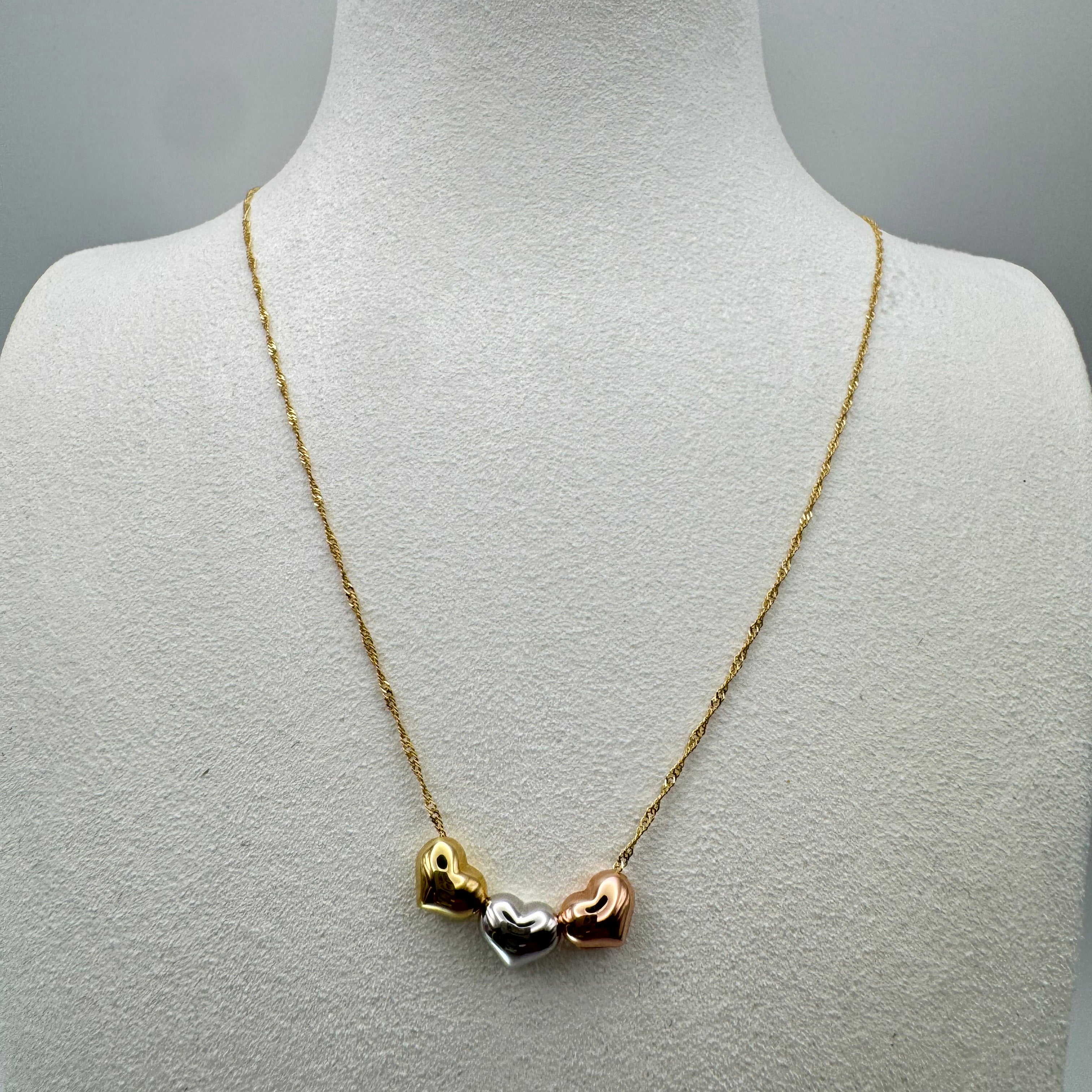 Three-Color Heart Chain 18k