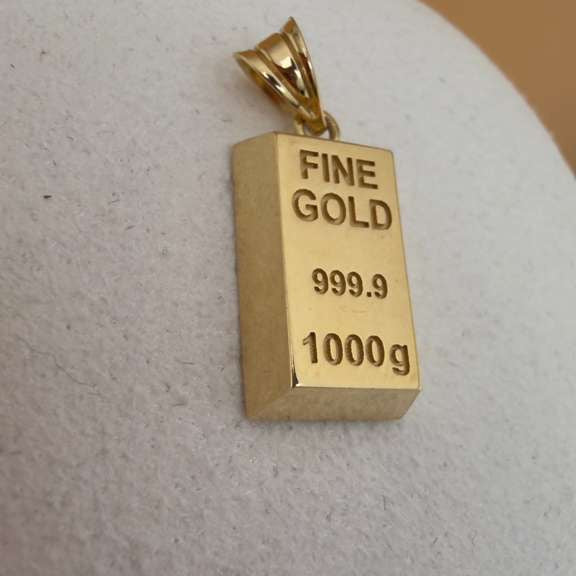 Gold ingot Pendant 18k.