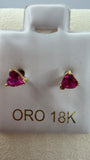 Red Heart Stud Earrings 18k