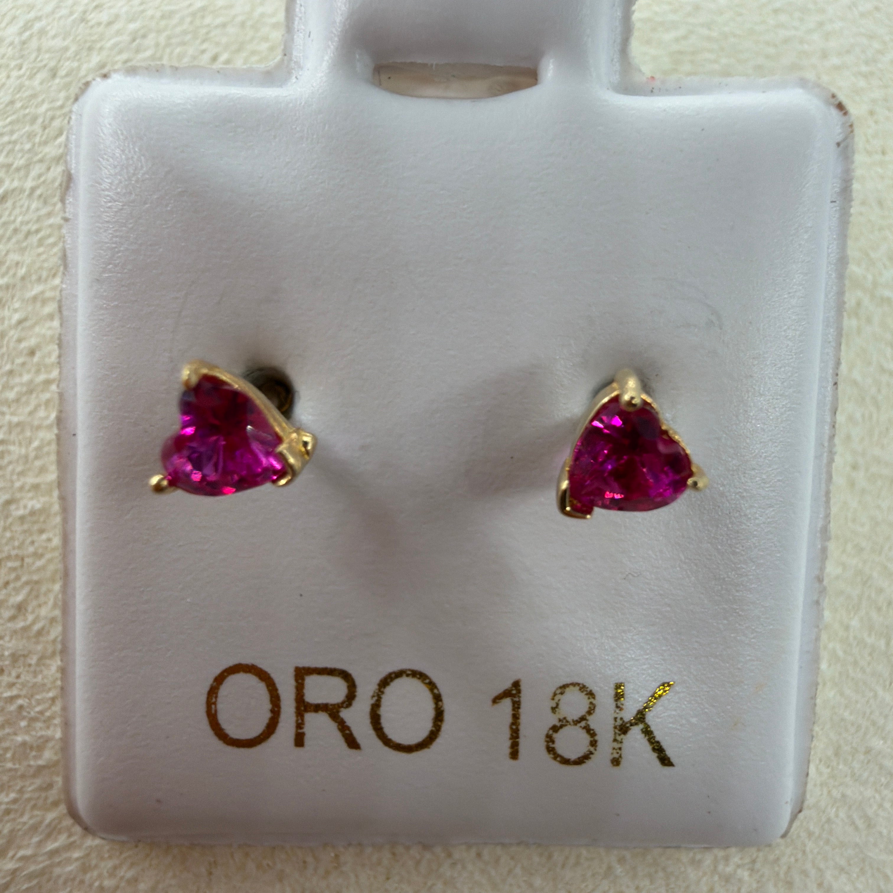 Red Heart Stud Earrings 18k