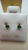 Emerald Heart Stud Earrings 18k