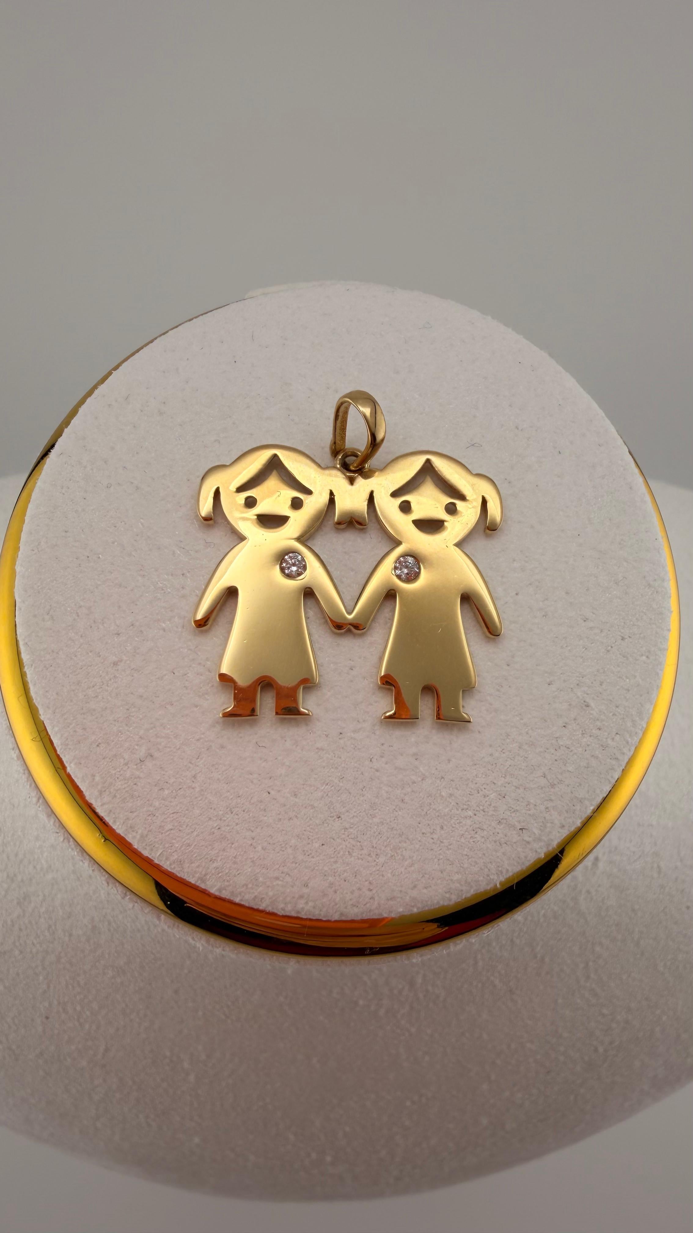 Twins Gold Pendant 18k