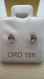 Pink Heart Stud Earrings 18k