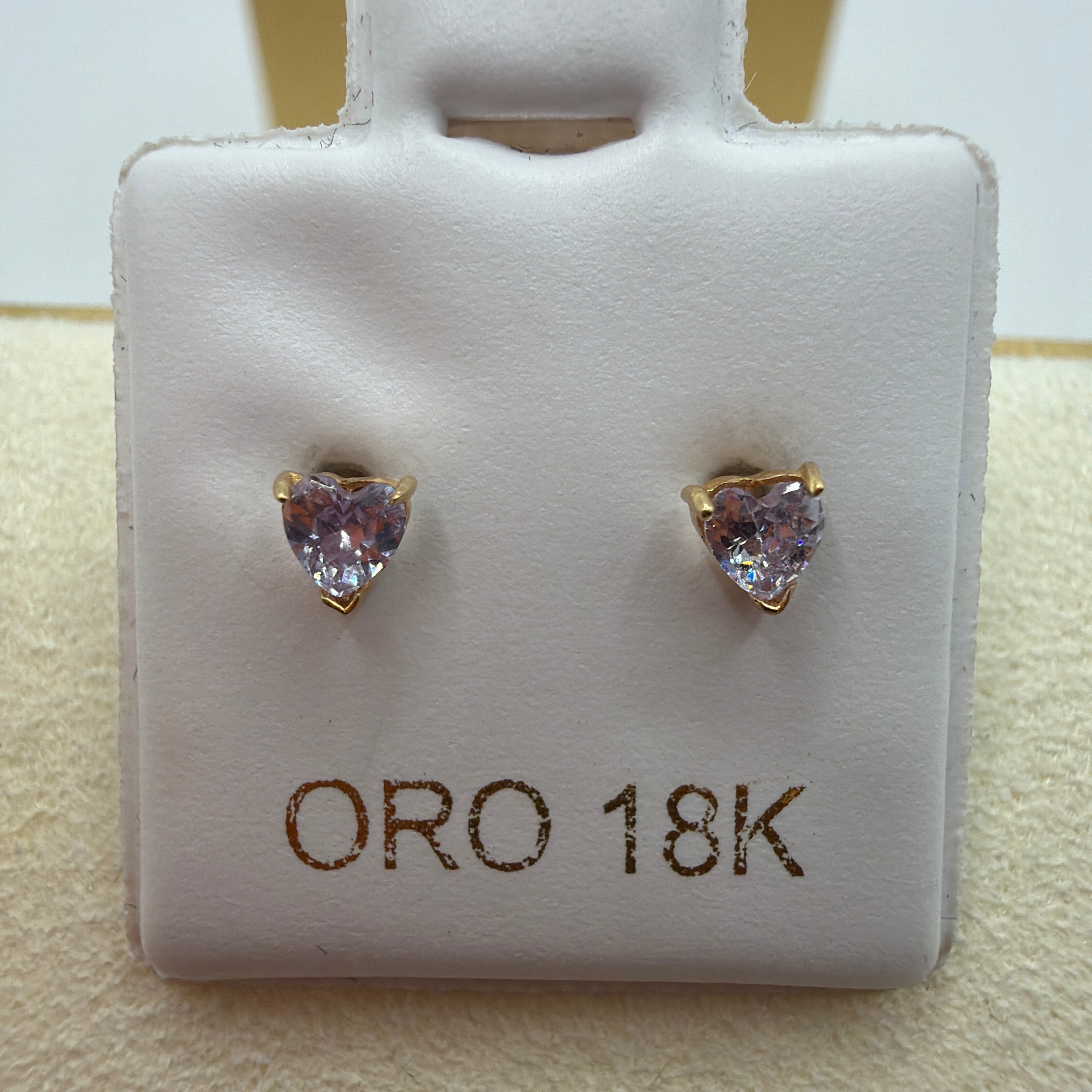 Pink Heart Stud Earrings 18k