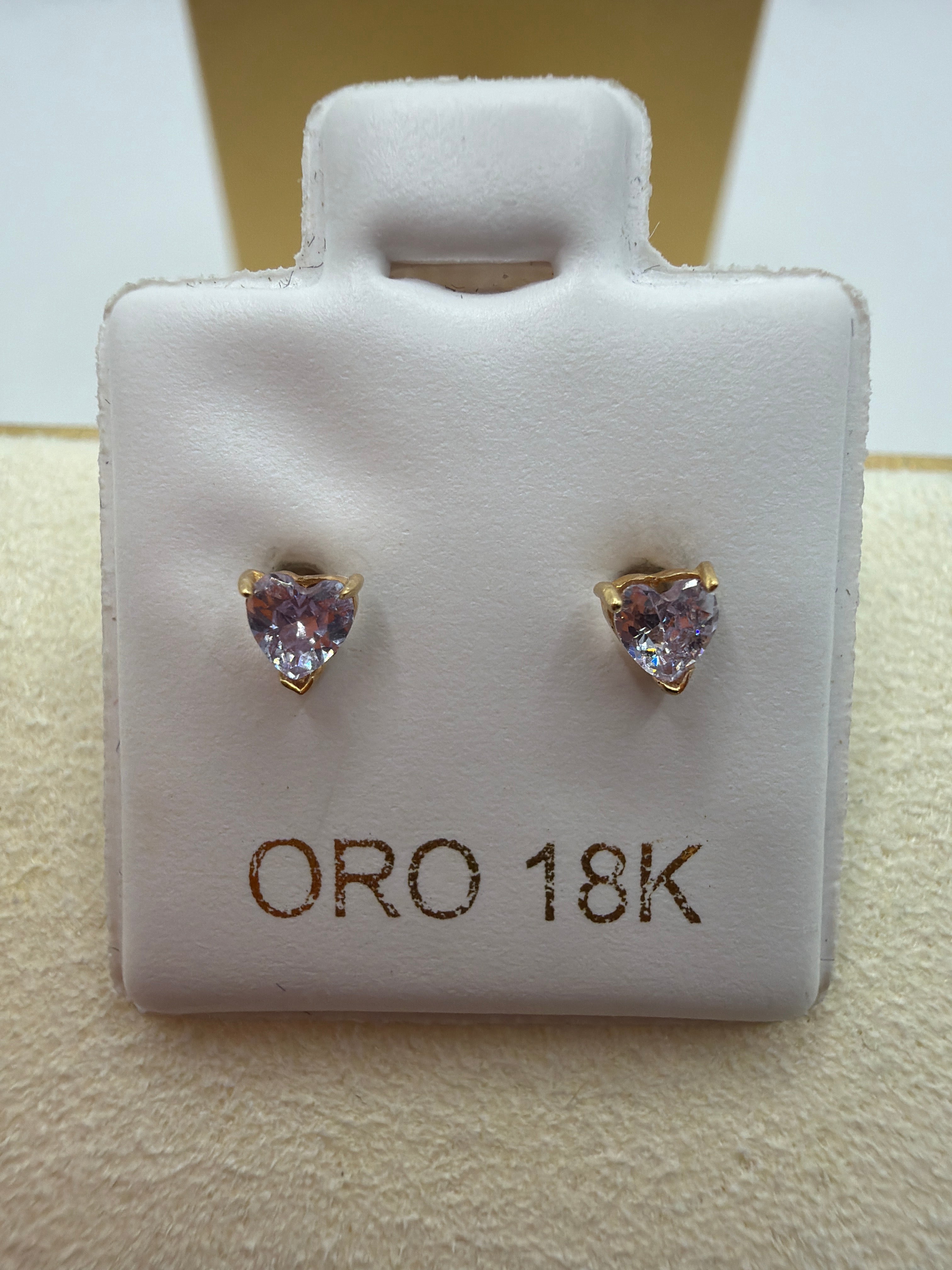 Pink Heart Stud Earrings 18k